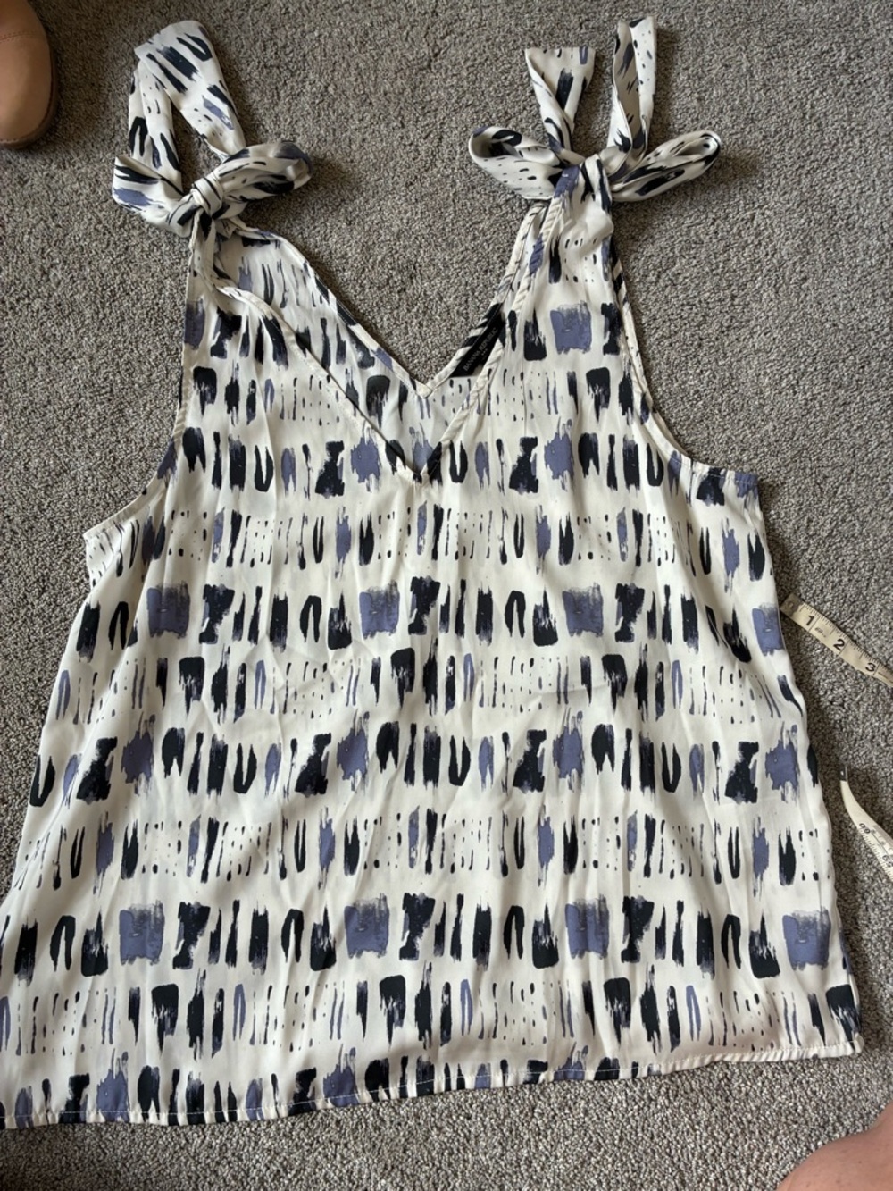 Sleeveless Tie-Shoulder Brushstroke Print Women's Top NWOT